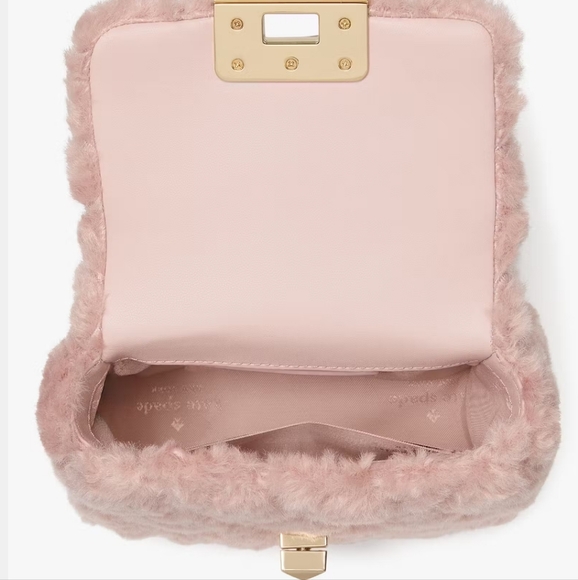 Kate Spade Carey Faux Fur Quilted Micro Flap Crossbody, Rose Smoke - Picture 4 of 5